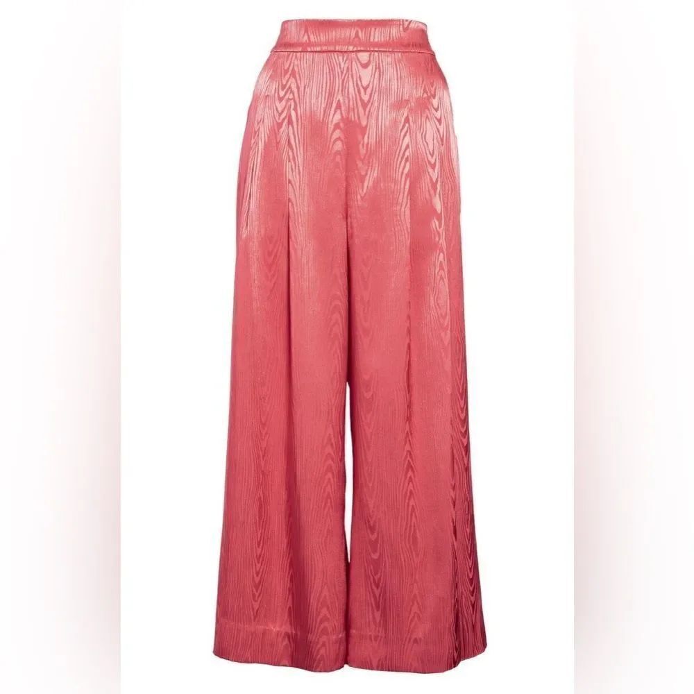 Veronica Beard Leonor Floral Print Linen Blend Crop Wide Leg Pants Melon 10 NWT